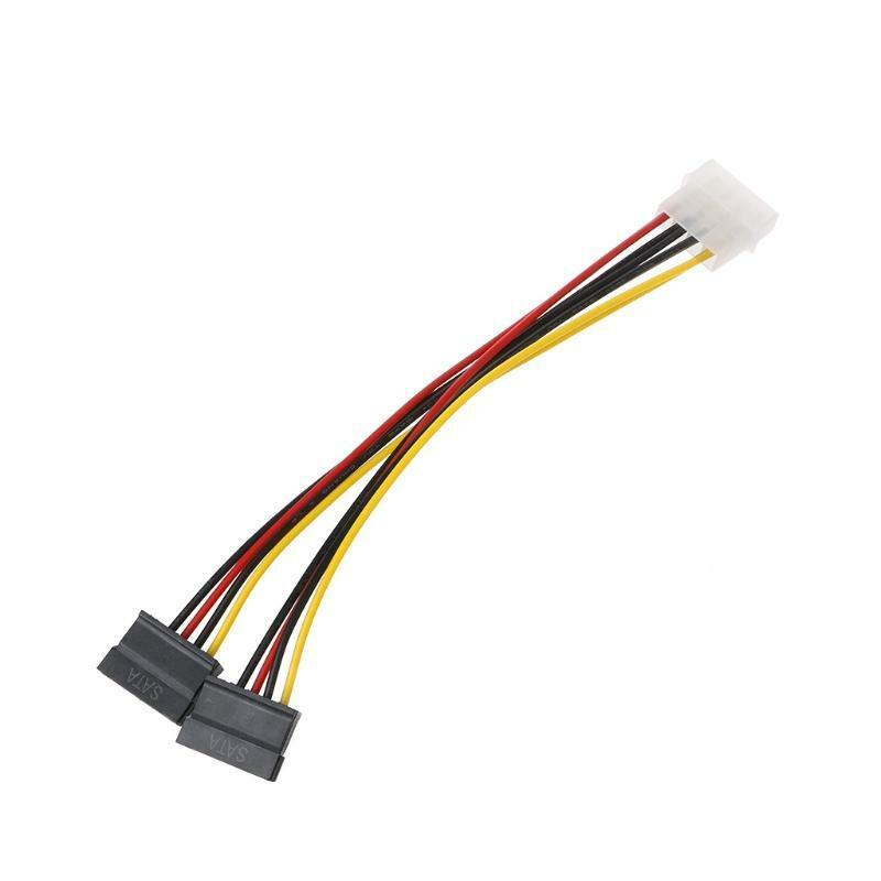 Molex 4Pin Male To 2X Serial ATA 15Pin Female Y Splitter ATA Power Cable 15cm