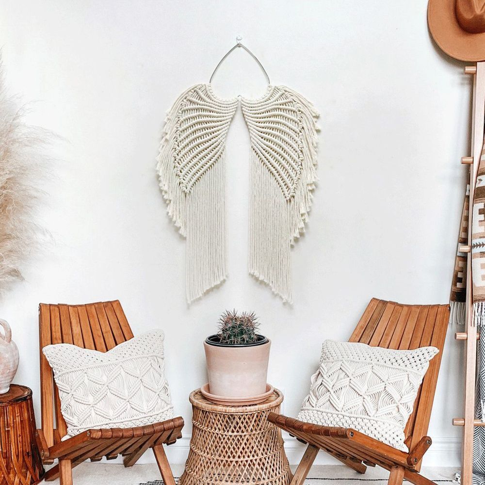 Boho Living Room Angel Wings Tapestry Hand-woven Tapestry Wall Art Wall Hanging