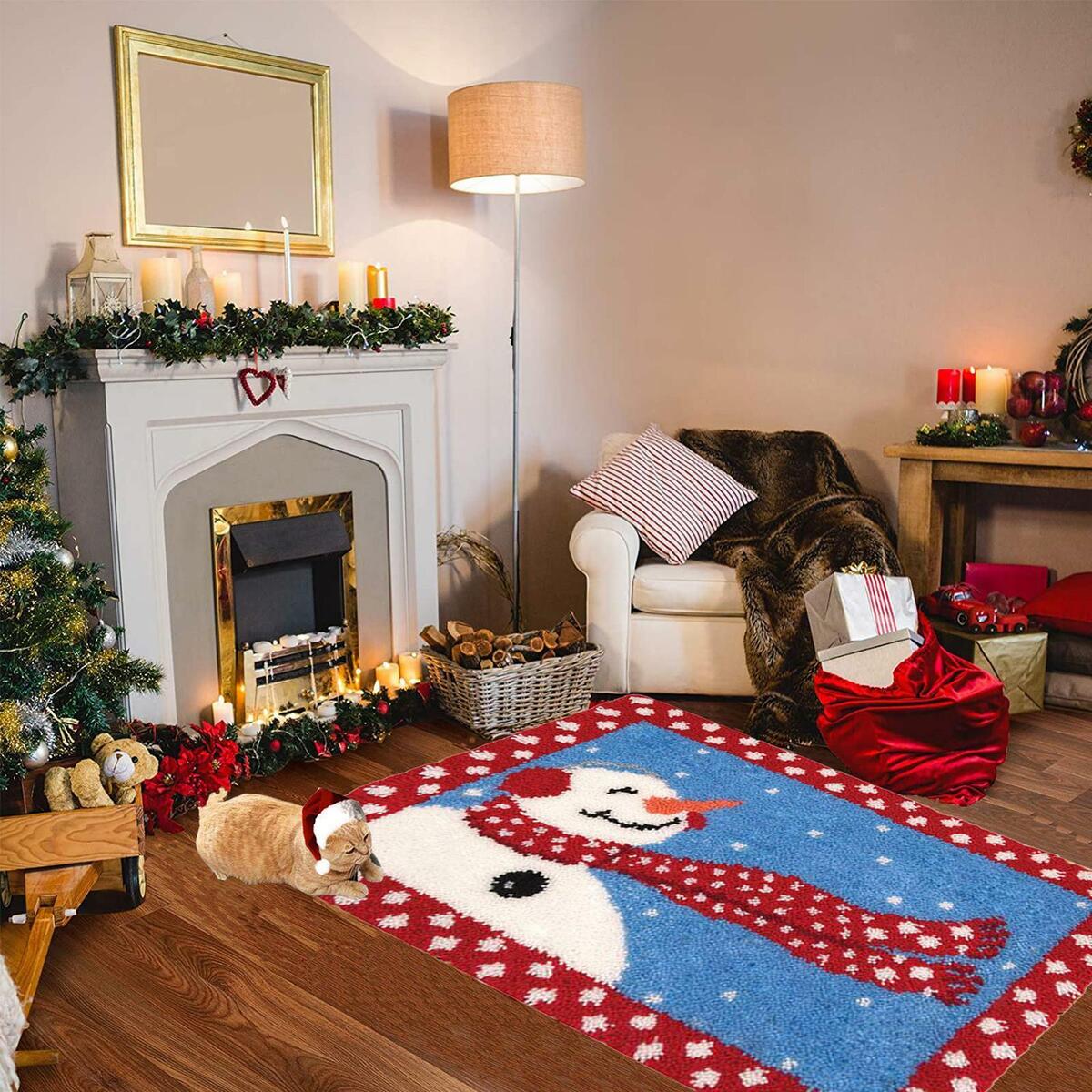 Christmas  Rug Kit with  Tools Mat Rug Making Kit 20x14in