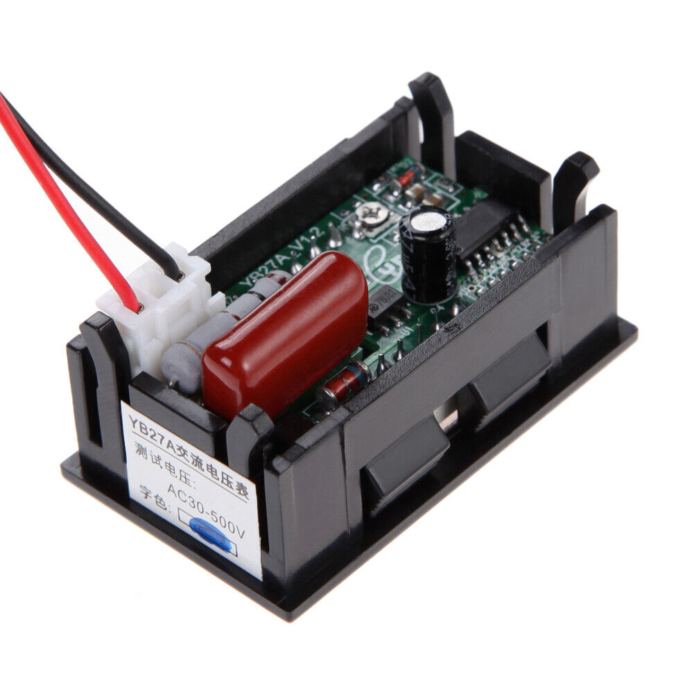 Blue LED AC 30-500V Digital Voltmeter Voltage Display w/ 2 Wires