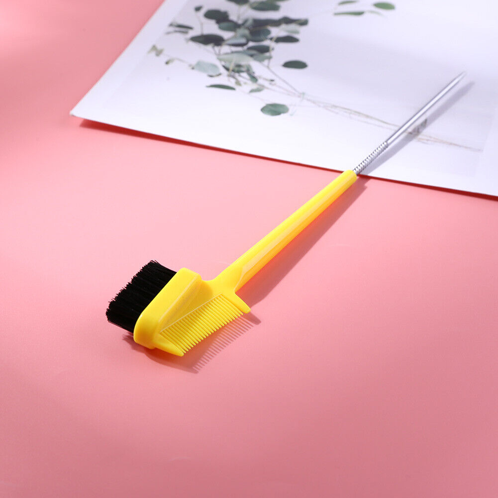 Double Sided Hair Edge Brushes Comb Pin Tail Hair Styling Tool (Yellow)