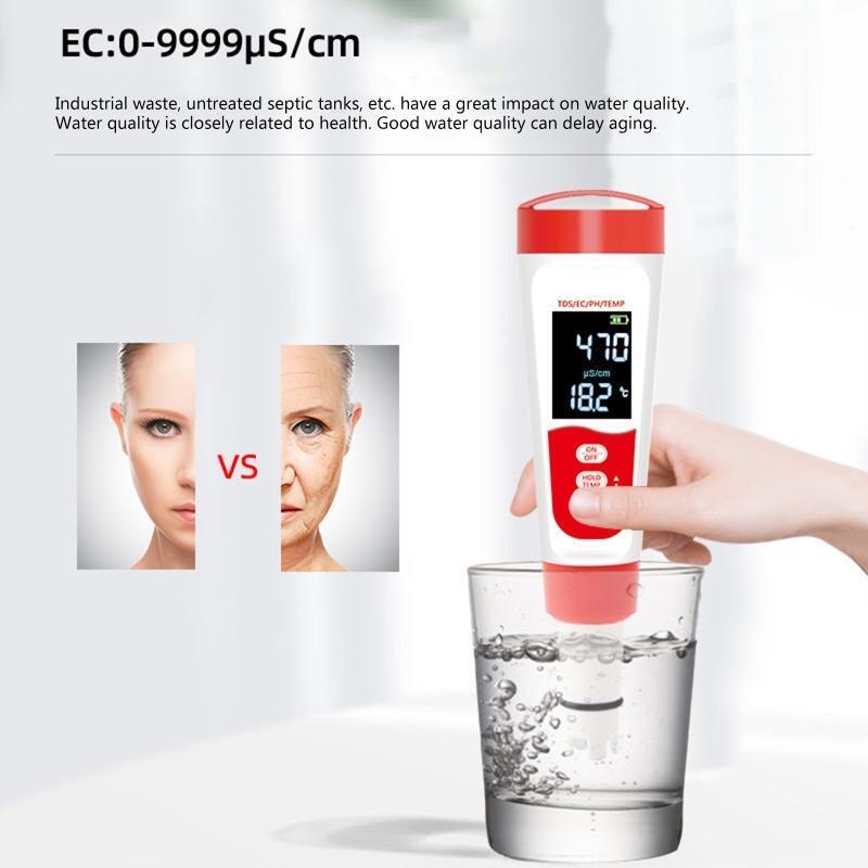 4 IN 1 TDS PH Meter PH/TDS/EC/Temperature Meter Digital Water Quality Monitor