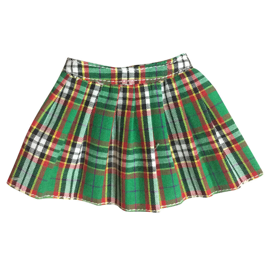 1/6 Scale Mini Plaid Skirt Dress for 12" Action Female Body Green Plaid