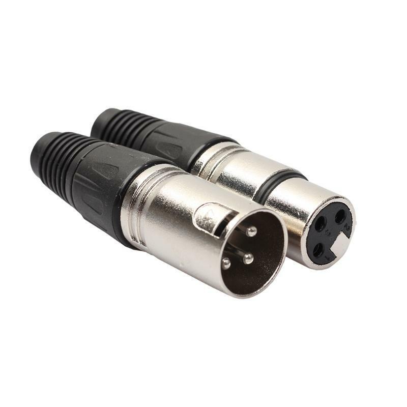 1 Pair XLR 3 Pin Male Plug + Female Jack Microphone MIC Audio Connector Adapter