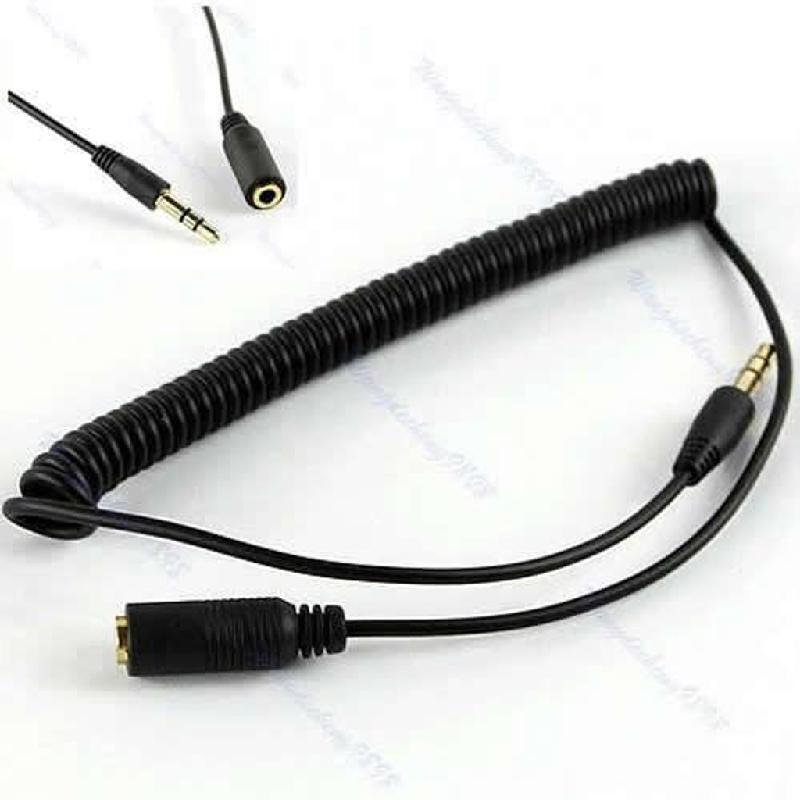 3.5mm Jack Male to Female Cable Earphone Headphone Audio Extendable Spring Cord