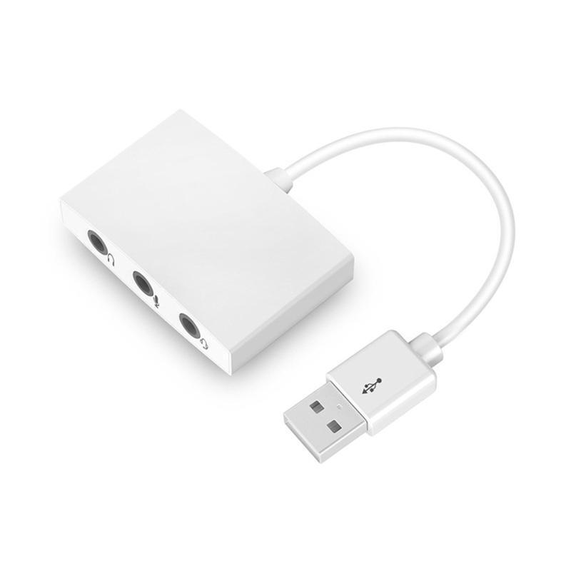 7.1 Live Sound Card USB to 3x3.5mm Jack Female Microphone Headsets Audio Adapter