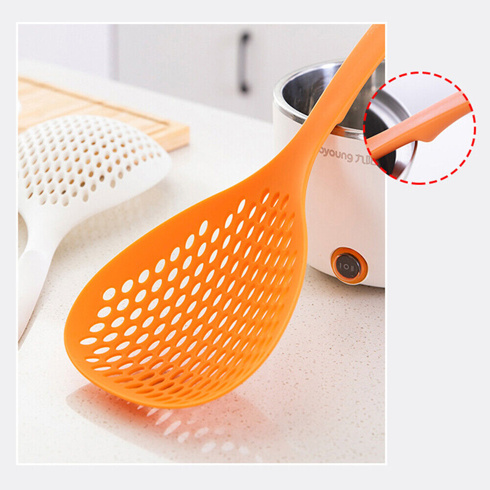Long Handle Scoop Colander Heat Resistant Wonton Filter Spoon (Orange)