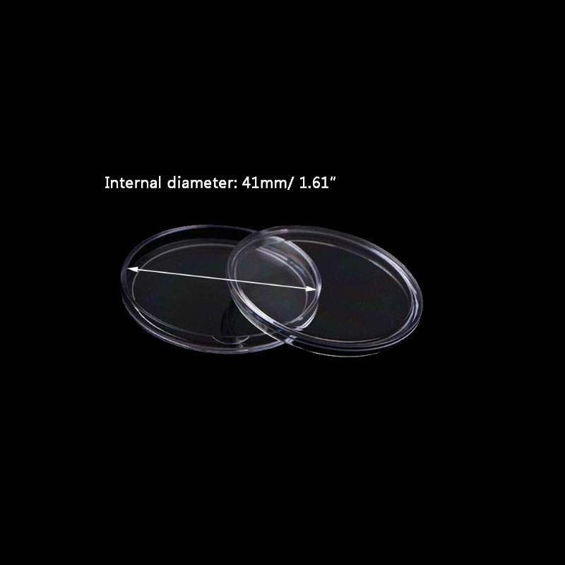 60 Pcs Clear Round 41mm Direct Fit Coin Capsules Holder Display Collection Case