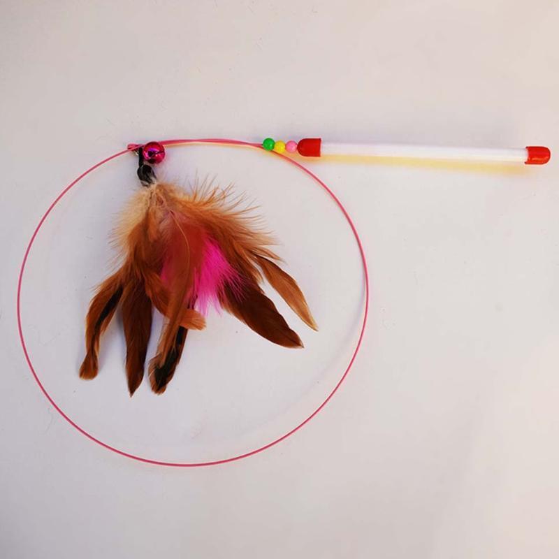20 Pcs Cat Interactive Feather Bell Ball Teaser Stick Mouse Fish Shape Funny Cat