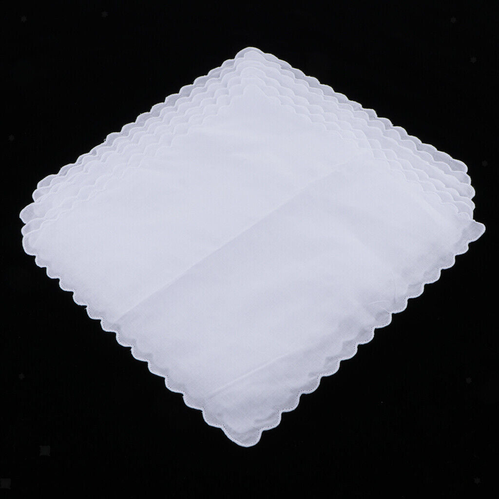 12x  Plain White Hankie Ladies Wedding  Square Hanky Bulk