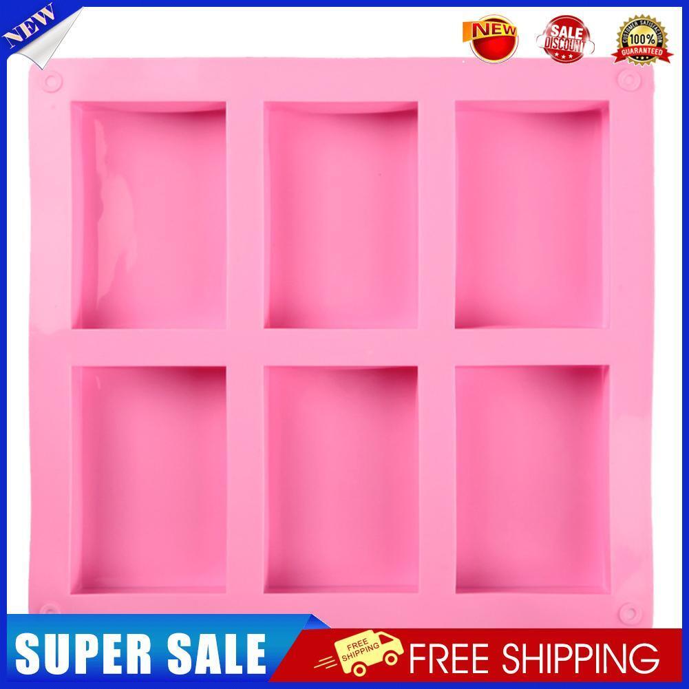 6 Grids Long Silicone Handmade Soap Mold Rectangle DIY Craft Cake Molds