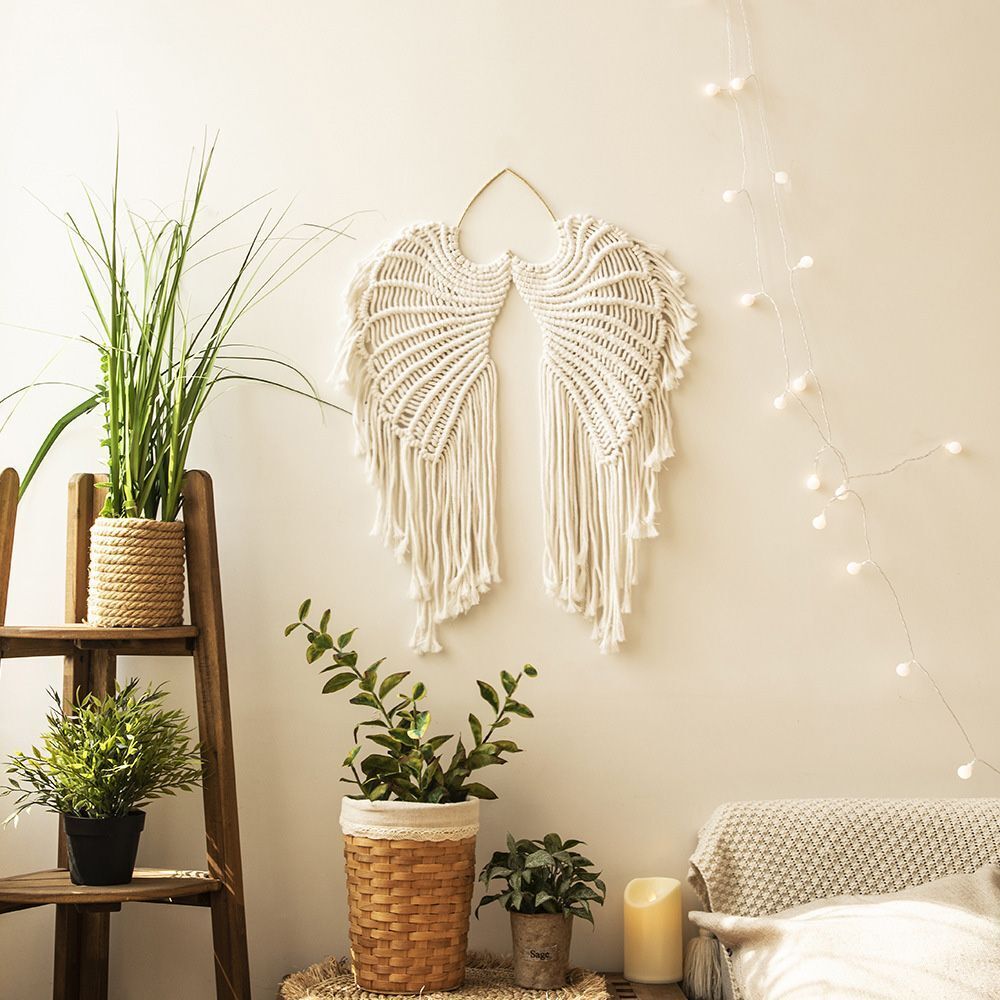 Boho Living Room Angel Wings Tapestry Hand-woven Tapestry Wall Art Wall Hanging
