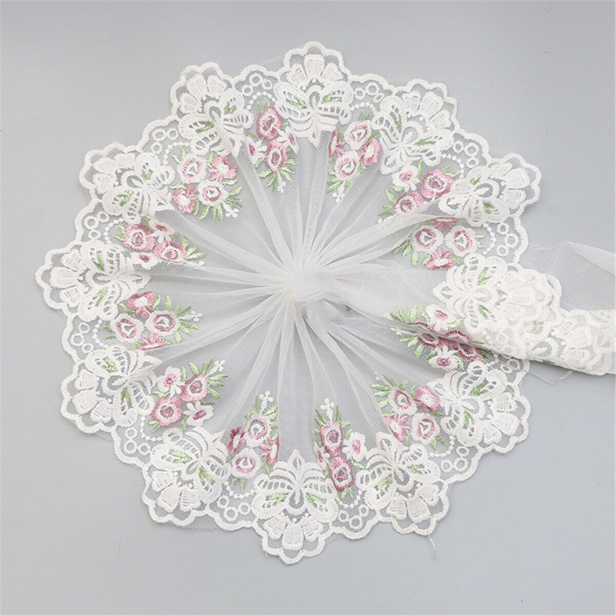 Width 19cm Embroidered Floral Lace Trim Fabric Ribbon Sewing Wedding DIY Craft