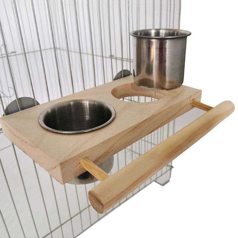 Bird Perch Feeder Detachable Feeding Cups Water Bowl for Lovebirds Cockatoos