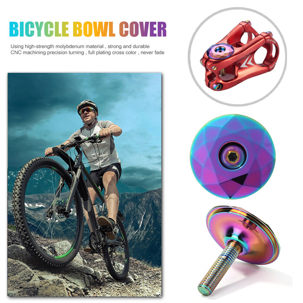 1-1/8 inch Bike Stem Top Cap Bicycle Headset Cap Cover with Bolt Burnt Blue