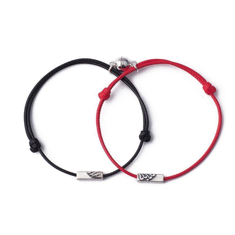 2Pcs Friendship Rope Braided Distance Couple Magnetic Bracelet Kit Lover Jewelry
