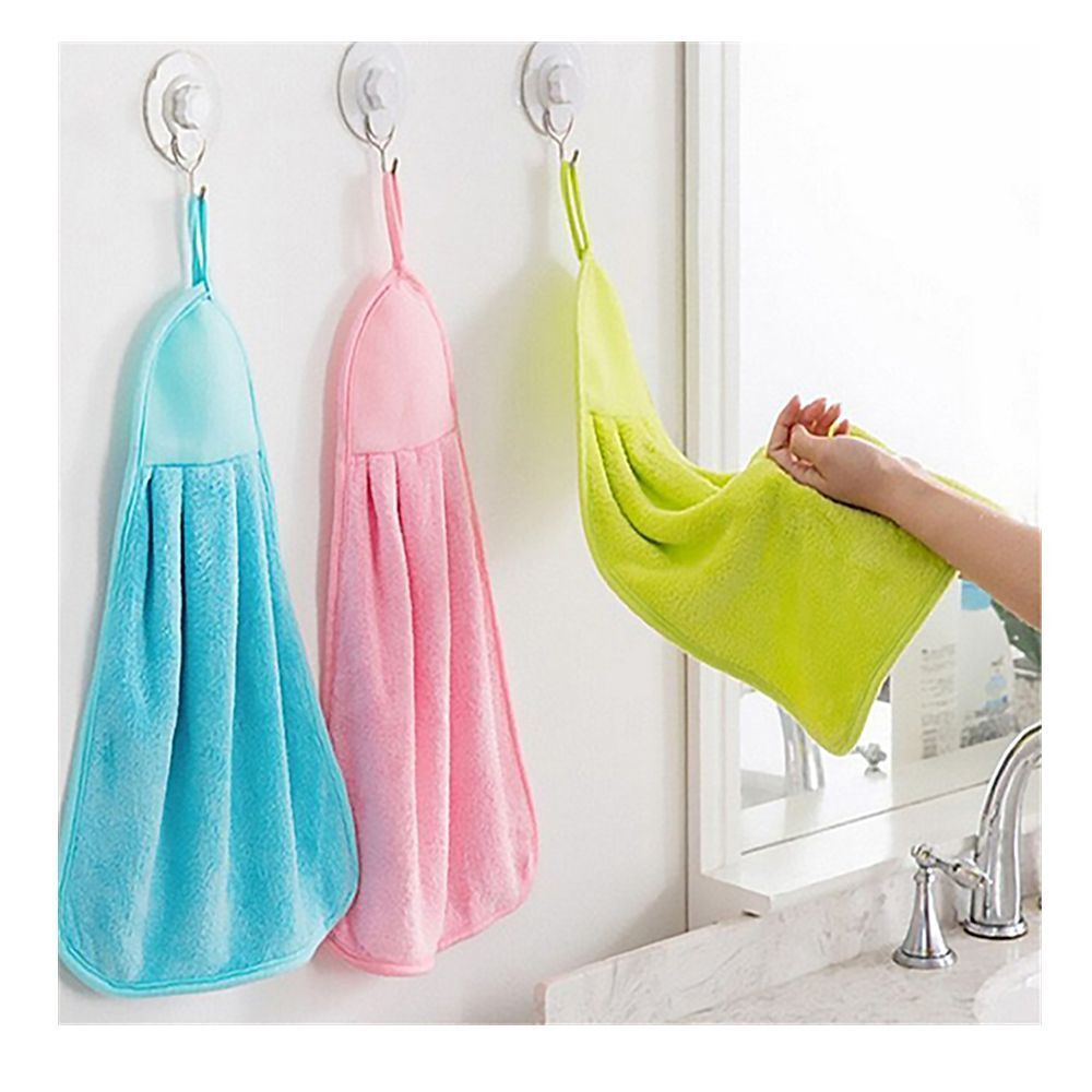33*20cm Dish Cloth Coral Velvet Super Absorbent Hand Towel Hanging Cloth