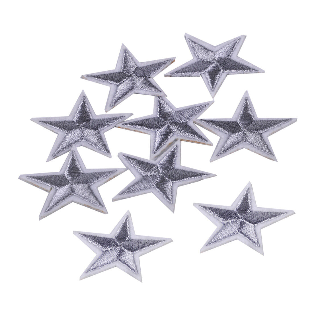 10x 1.7" Sliver Star Embroidered Sew Iron On Patch Applique Bags Cloth Crafts Li
