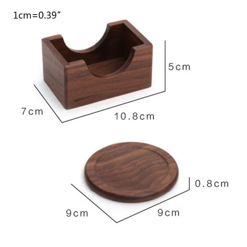6Pcs/Set Walnut Wood Coasters Placemats Decor Round Heat Resistant Drink Mat Pad