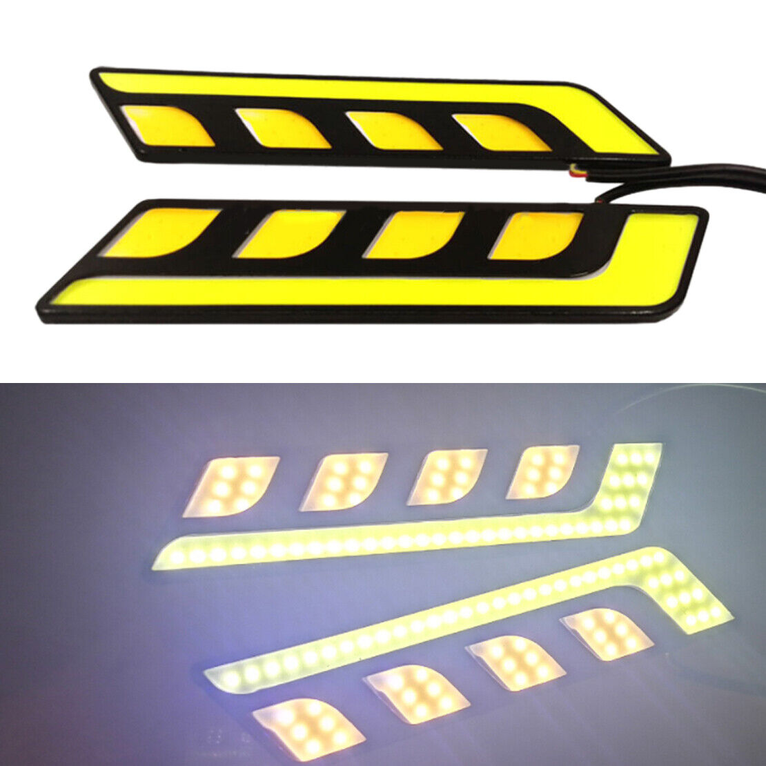 2pcs LED COB DRL Daytime Running Light Driving Turn Signal Fog Lamp White 12V
