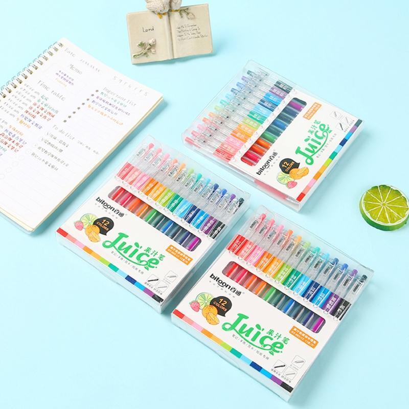 12 Pcs Cute Candy Color Retractable Gel Pen 0.5mm Gel Pen for Students Gift