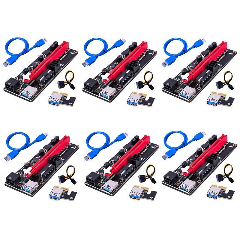 PCI-E Riser VER 009S Express 1X 4x 8x 16x Extender 6Pcs Newest VER009 USB 3.0