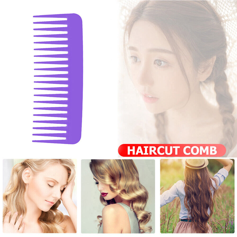 Smooth Comb Portable Wide Tooth Hairdressing Comb Pro Flat Comb (Purple)