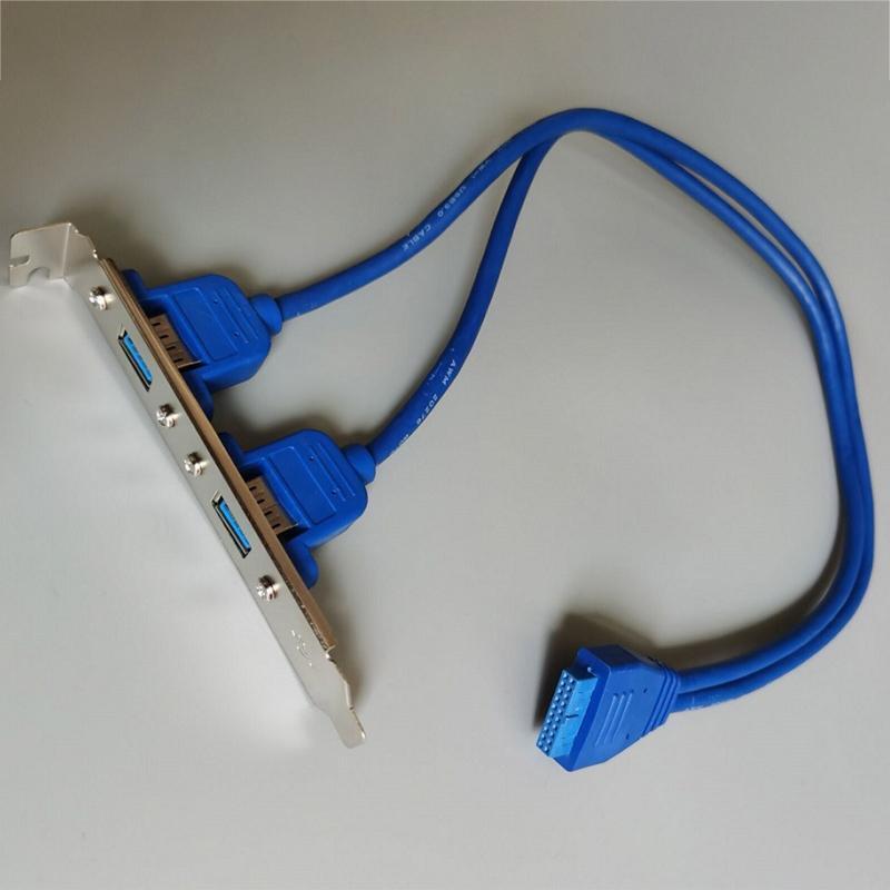 2x USB3.0 Female to Motherboard Mainboard 20Pin Cable Baffle Line Adapter 5Gbps
