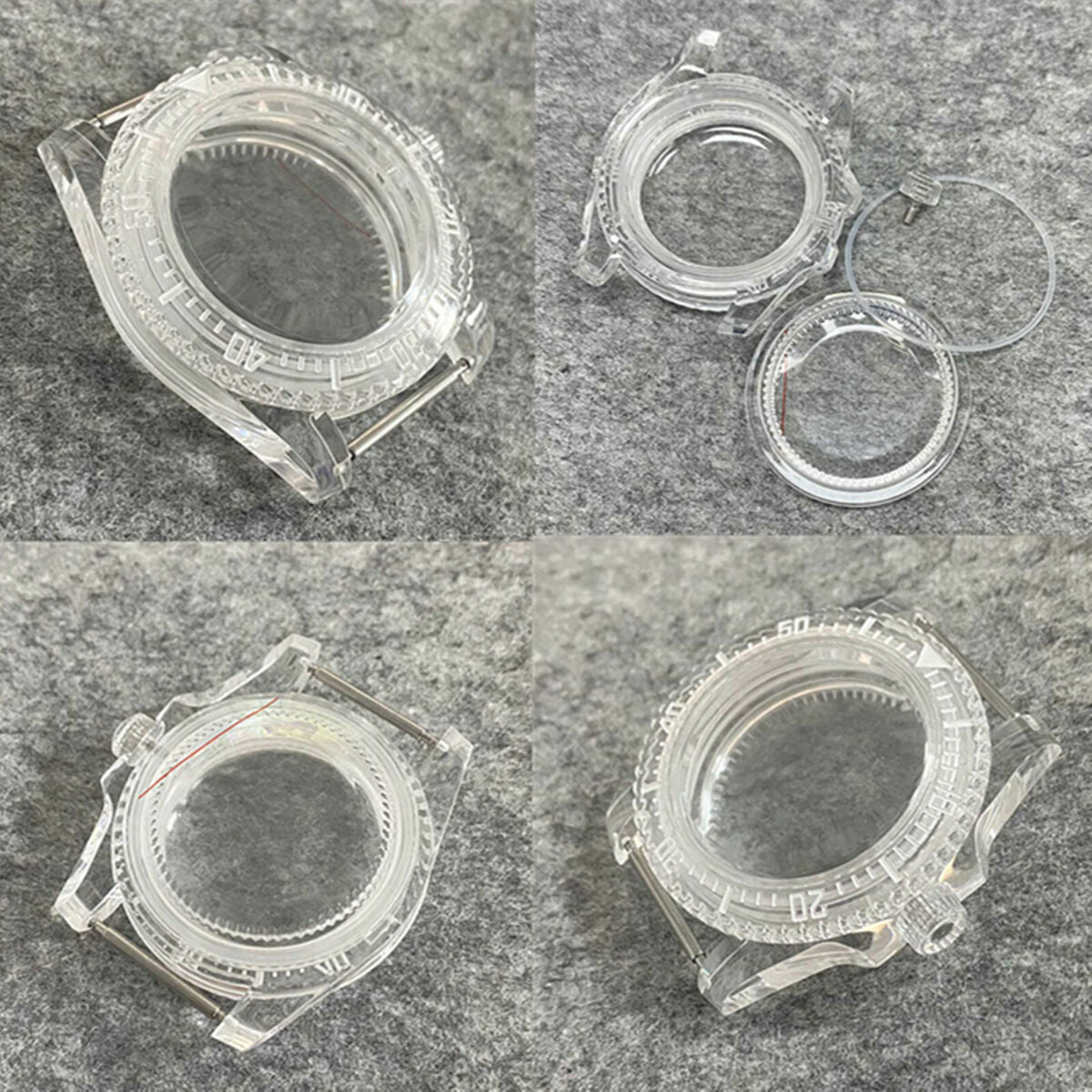 40mm SUB Plastic Transparent Case Watch Case for NH35/NH36 Watch Movement Parts