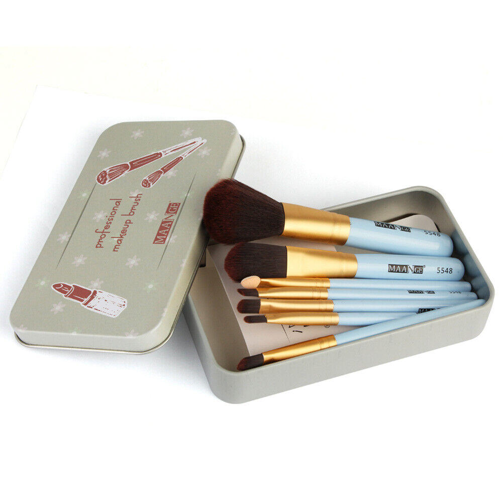 Portable 7pcs/Set Pro Makeup Brushes Foundation Eye Face Cosmetic Tool/Blue