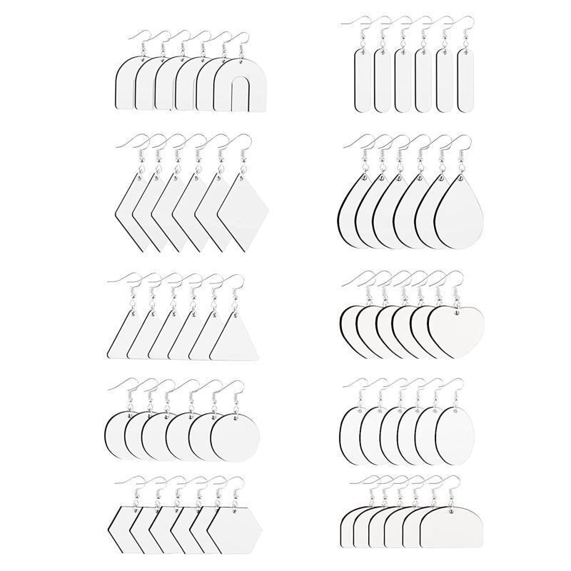 60Pieces Sublimation Blanks Products Earrings with Earring Hooks Jump Rings