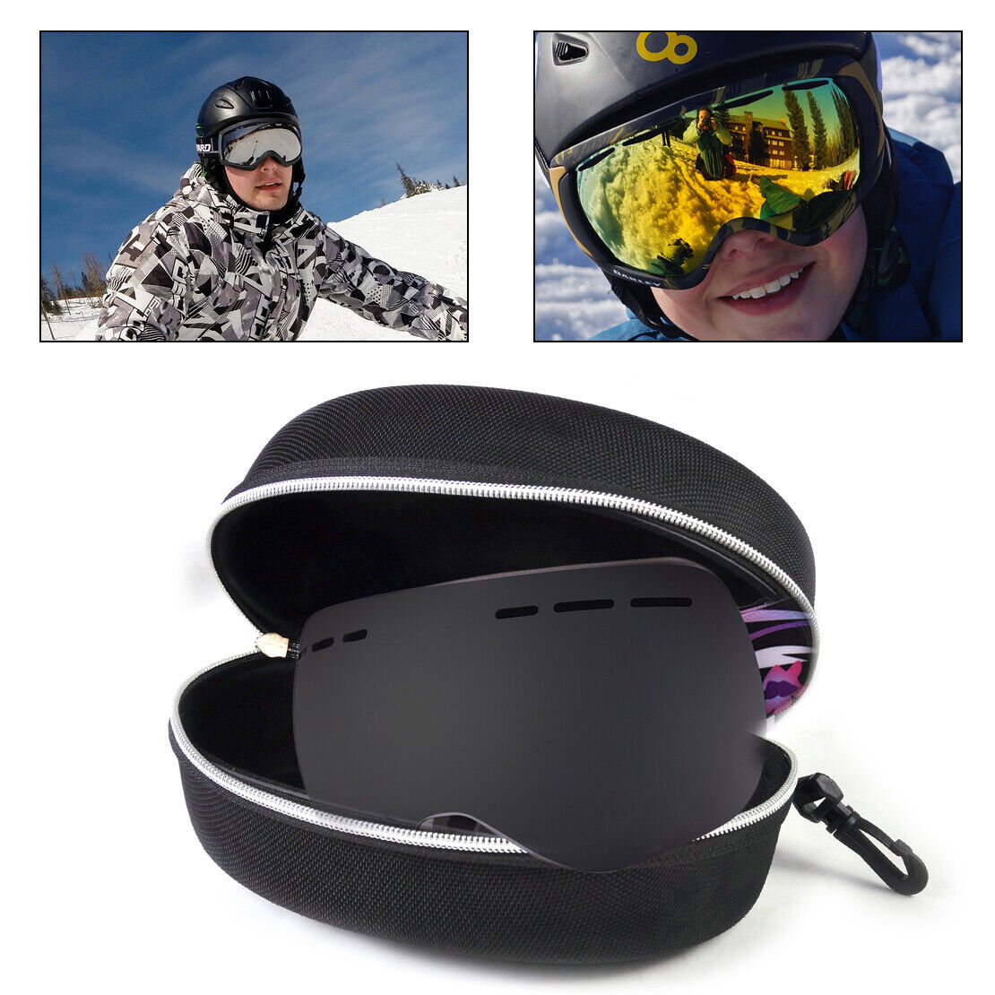 Snowboard Sport Bag Zip Hard Case Box Shell Goggle Glasses Protector Holder Li