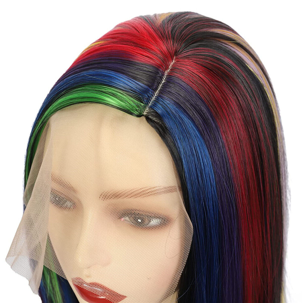 Women Girl Rainbow Colorful Multicolor Fancy Costume Party Short Bob Hair Wigs