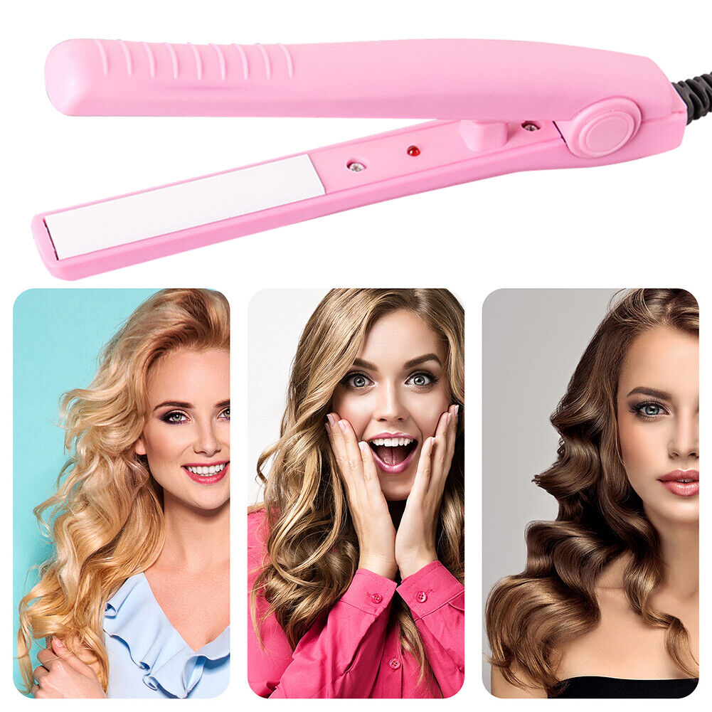 2 in 1 Crimper Mini Hair Straightener Curler Flat Iron Styling Tool (Red)