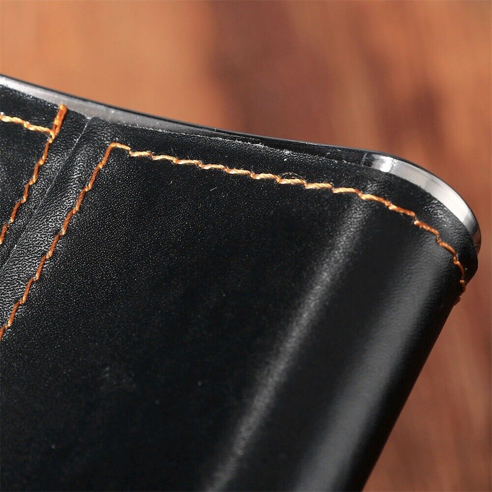 7oz Black PU Leather Steel Liquor Hip Flask Whiskey Alcohol Wine Flagon Bottle