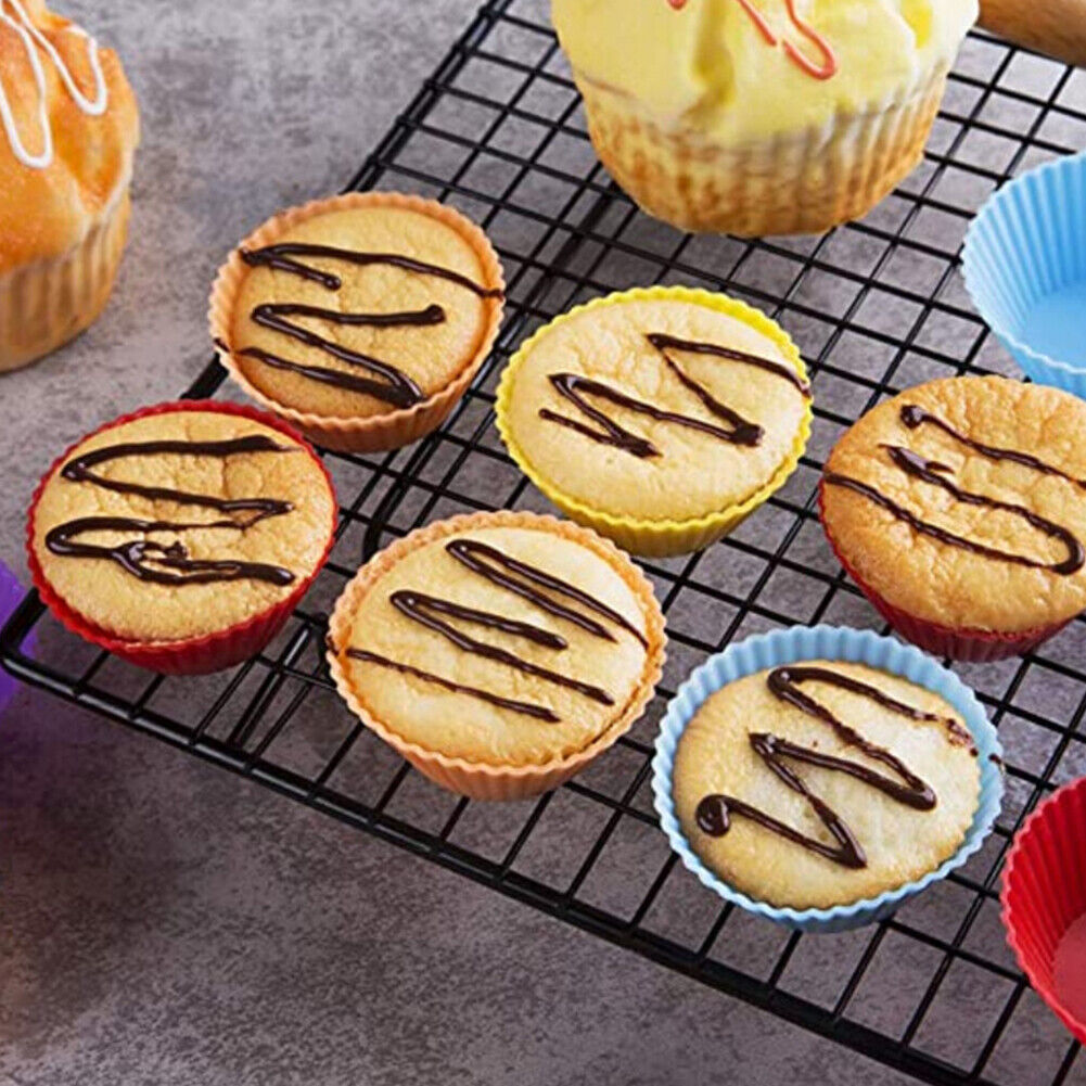 12x Muffin Cupcake Liner Silicone Baking Cooking Molds Cake Decorating Tool