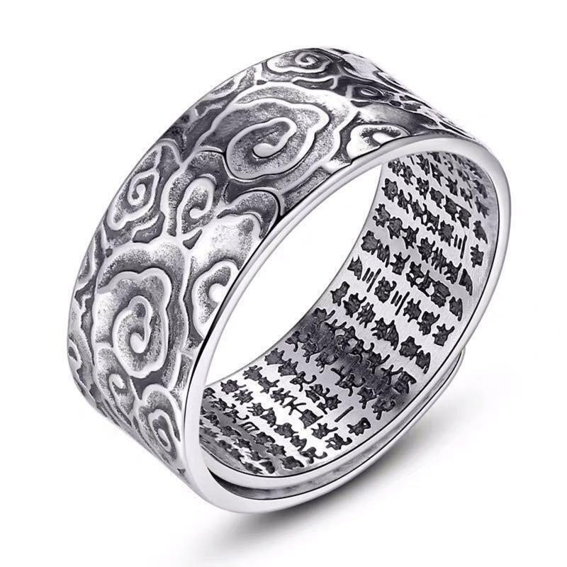 Lucky Carving Scripture Adjustable Rings Feng Shui Amulet Wealth Lucky Open Ring