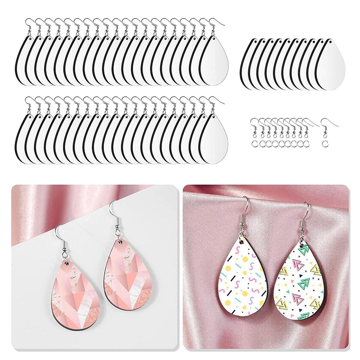 50x Sublimation Blank Earrings Earring Pendant Unfinished MDF for