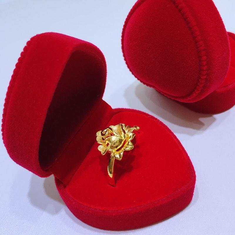 Heart Shape Earrings Jewelry Ring Box Case for Anniversay Valentines Day Wedding