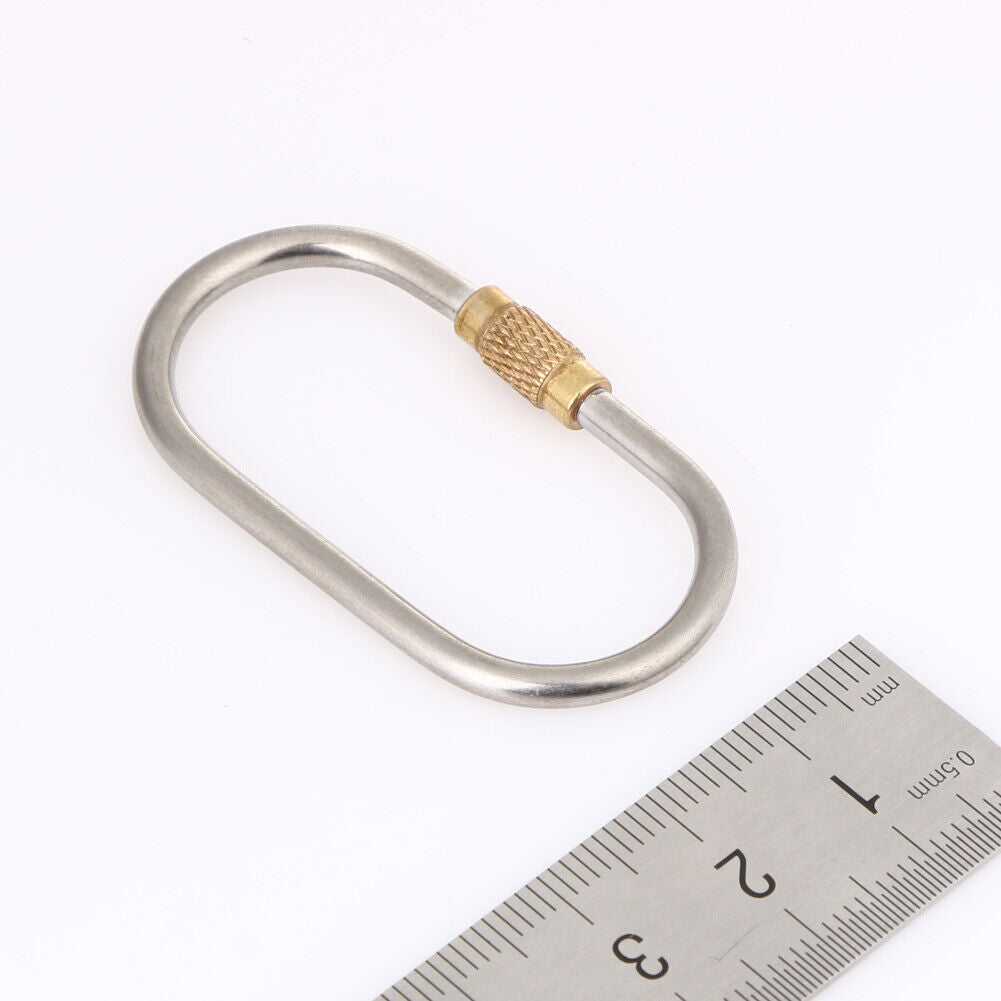 D Shape Titanium Alloy Screw Lock Carabiner Clip Hook Keychain Camping