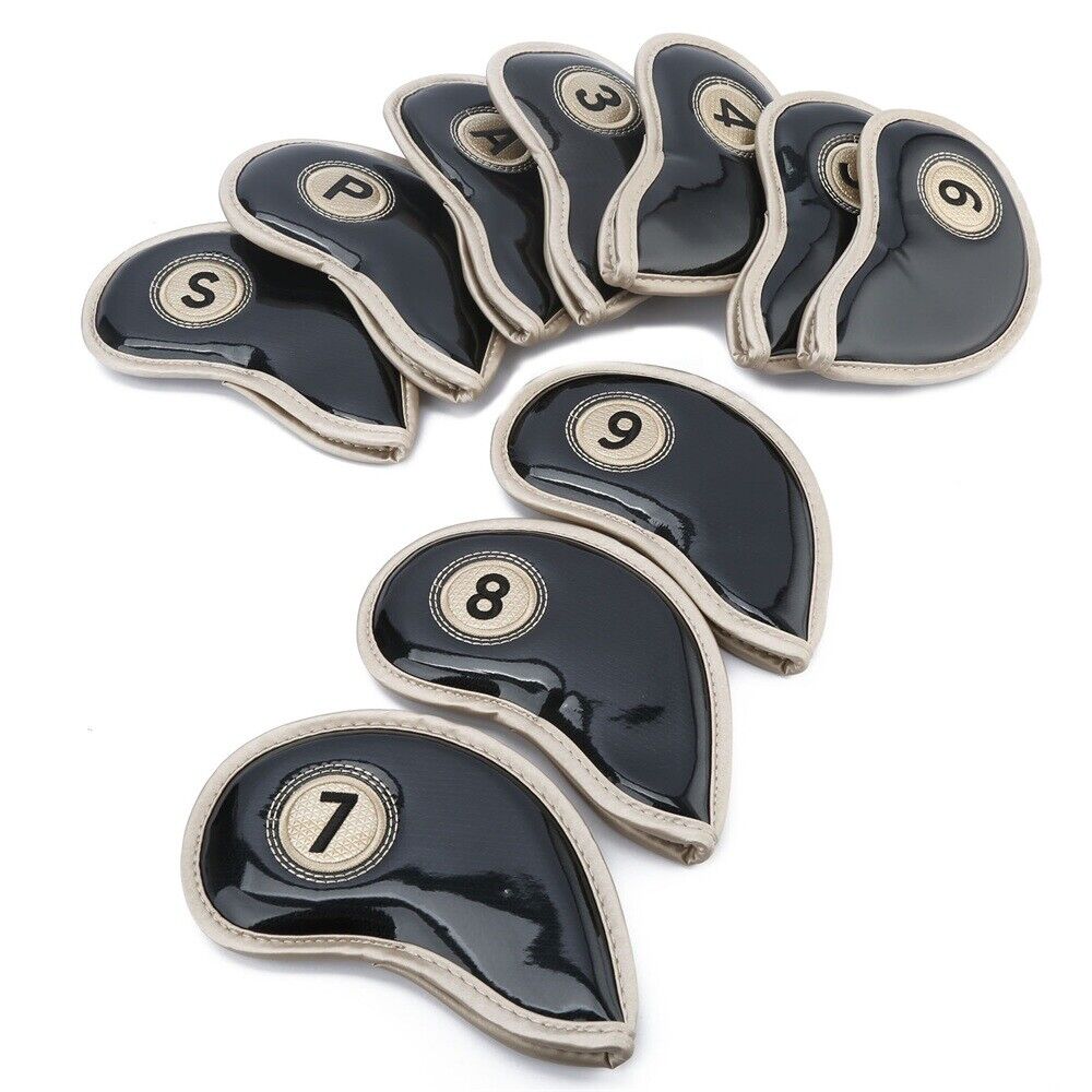 High Quality 10Pcs Pu Leather  Golf Club Iron Head Cover Case  Headcover Set