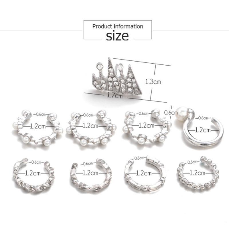 9 Pcs Ear Clips Bohemia Ear Cuffs Earrings Fashion Non-pierced Ears Women Girls