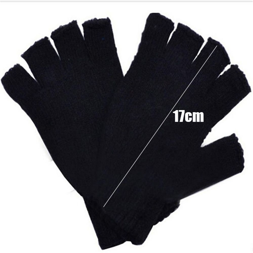 Fashion Novelty Black handwear Half Finger Warm Knitted glove Fingerless Gloves