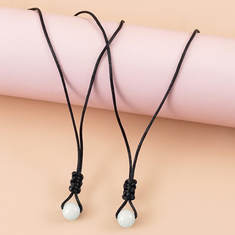 2 Pieces Luminous Bead Pendant Necklace Woven Rope Jewelry Adjustable Cord