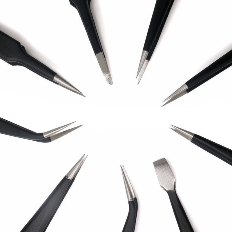 Precision Tweezers Set ESD Tweezers Set nti-Static Stainless Steel Tweezers Kit