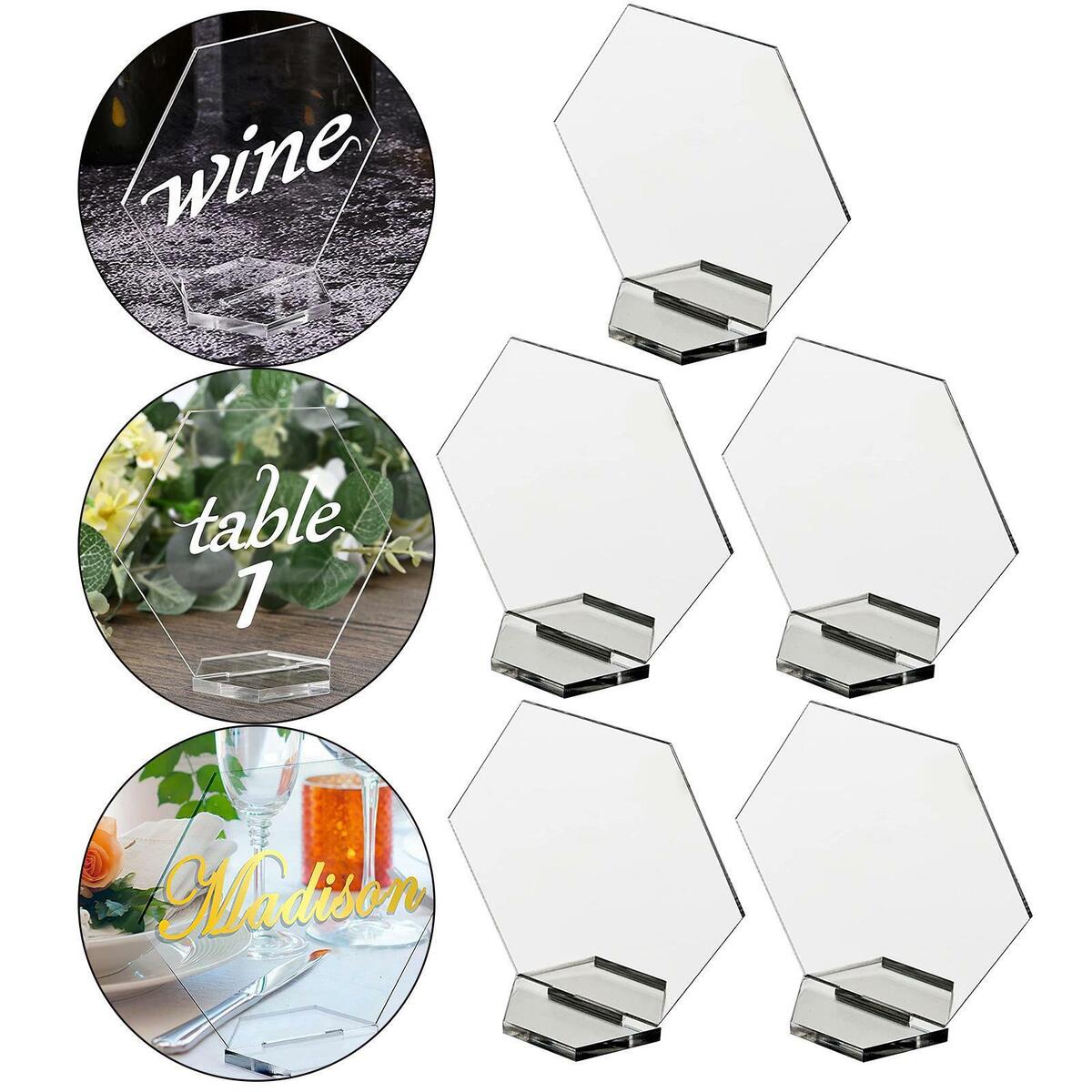 5x Clear Acrylic Place Cards with Stand DIY for Wedding Banquet Birthday