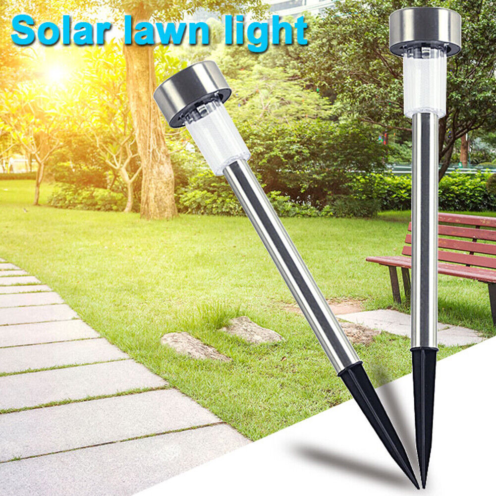 10x LED Solar Lawn Lamp Garden Pathway Yard Bollard Light (White Light)
