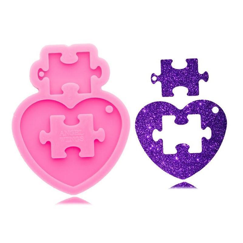 Handmade Couple Love Key Chain Casting Mold DIY Crafts Pendant Silicone Mould
