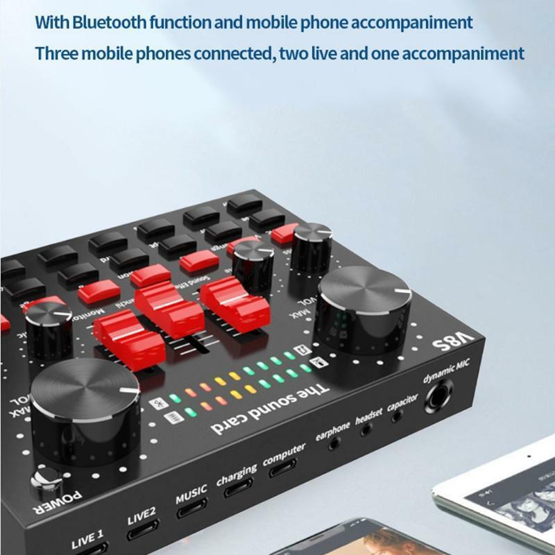 USB Sound Mixer Board with 16 Sound Effects Portable Voice Changer Sound Card