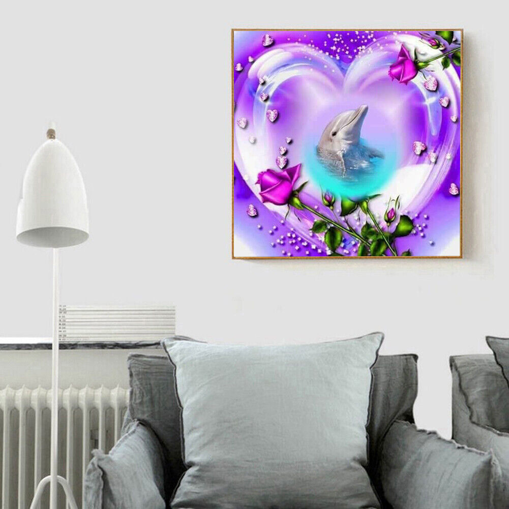 Love Dolphin 5D DIY Full Round Drill Diamond Painting Cartoon Animal Mosaic